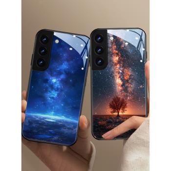 星河星空適用三星s24ultra手機殼s23潮牌note20ultra玻璃s22氛圍a54小眾s21創意10個性套s8風景s9高階感+超火