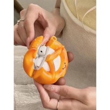 趣味立體堿水麵包適用airpods4保護套1/2代蘋果無線藍牙耳機殼AIrPodsPro二代軟殼三代防摔5代個性創意矽膠殼