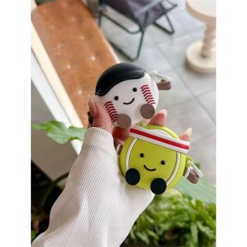 可愛棒球網球小人適用AirPods4保護套創意個性AirPodsPro2矽膠軟殼1/2代蘋果無線藍牙耳機殼三代防摔殼五代女