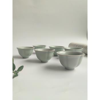 陶瓷茶杯汝窯梅花杯單杯 6個裝小品茗杯功夫茶具開片紋主人杯客杯