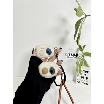奶咖色立體小眾ins幾何石適用漫步者X1 EVO藍芽保護套x1evo簡約棕綠色寶石EDIFIER X1 Evo無線耳機套美拉德棕