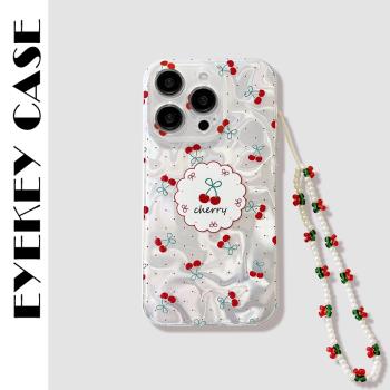 甜美波點櫻桃適用於iPhone16手機殼蘋果15ProMax保護套14Plus矽膠13pro防摔12/11軟X/XR新款xsmax韓風8Plus女