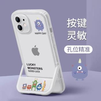 卡通小怪獸適用三星s21ultra手機殼矽膠s22+透明s20fe情侶款note20折疊支架s10+時尚男女a54a53趣味防摔a52s