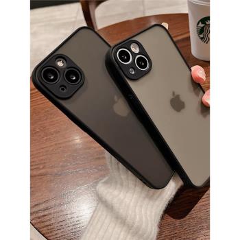 超火高階半透磨砂黑適用蘋果13手機殼保護套iphone13promax矽膠全包防摔12promaxX/XR14/14pro男女個性創意