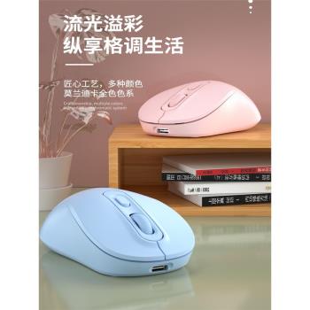 莫蘭迪色系迷你無線滑鼠充電筆記本臺式電腦通用靜音商務辦公便攜