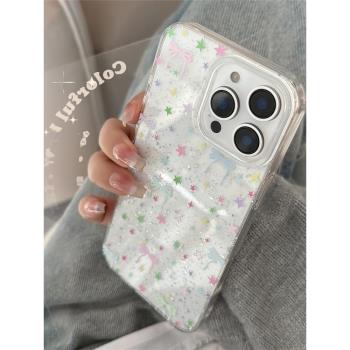 【高顏值】少女心閃粉ins星星蝴蝶結適用蘋果16promax手機殼iphone13新款15pro女款14小清新12軟殼日韓風保護