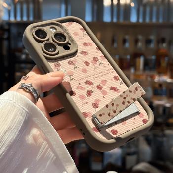 適用蘋果16promax手機殼新款iphone16高階15pro支架13玫瑰14小清新12簡約11文藝8plus全包x/xr男女max保護套