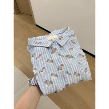 甜美少女情侶裝印花短袖短褲睡衣夏款2025新款大碼家居服套裝男生