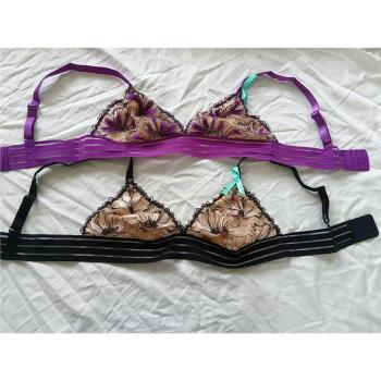 B21-15女式無鋼圈法式蕾絲刺繡薄款三角杯bralette文胸內衣性感