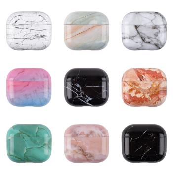 簡約大理石適用AirPods Pro保護套蘋果無線耳機套2/3代硬殼小眾個性女二代airpods2創意AirPods4黑白色耳機盒