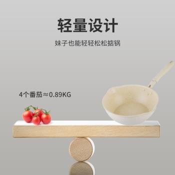 不粘鍋炒鍋家用小號麥飯石平底鍋煎炒兩用電磁爐燃氣灶白色炒菜鍋