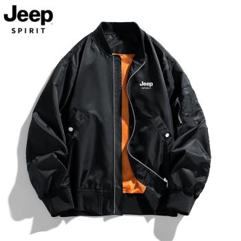 JEEP吉普春季2025新款寬松棒球服外套男士工裝潮牌春秋飛行員夾克