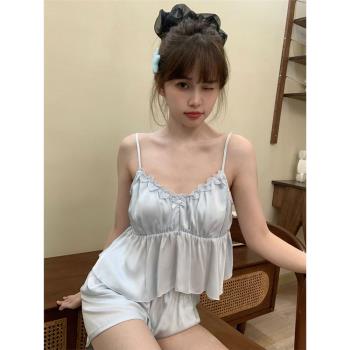 免穿Bra吊帶睡衣女夏款冰絲2024新款純欲風性感家居服套裝居家服