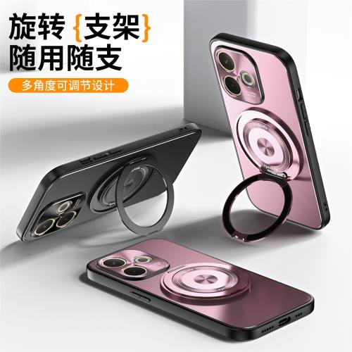 yswen適用OPPOA5活力版手機殼新款A5高級感防摔oppo支架一體旋轉保護殼帶指環手機套軟殼防滑金屬磁吸男外殼+