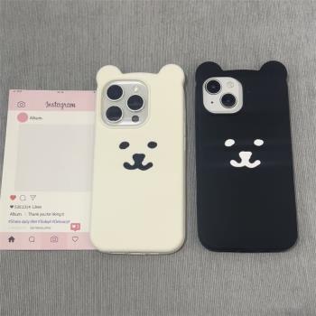 韓系卡通可愛自嘲熊適用蘋果16promax手機殼iPhone15新款16保護套網紅女款14全包防摔13pro矽膠軟殼