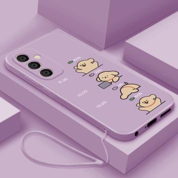 適用三星a55手機殼新款GalaxyA55卡通液態矽膠軟殼男女Samsung鏡頭全包防摔保護套5G個性創意可愛外殼上班狗
