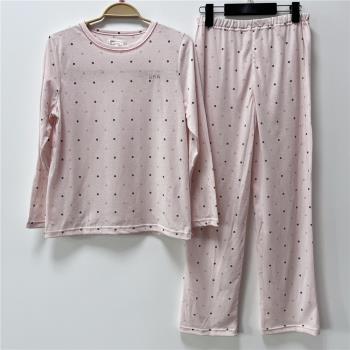 出口日本 外貿 女士家居服 輕薄汗布睡衣套裝 圓領 長袖長褲 合集