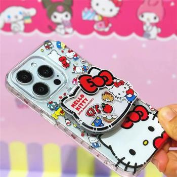 磁吸搖搖樂支架適用蘋果15/12手機殼14pm/12mini貓咪xsmax矽膠iPhone15PRO/11可愛XR/678plus小眾SE2/3創意