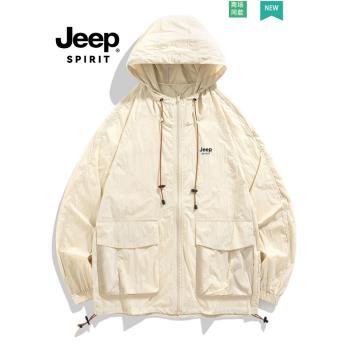 JEEP SPIRIT拼接防曬衣男夏季防紫外線戶外運動釣魚皮膚衣外套女