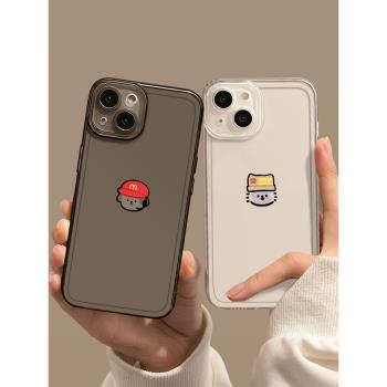情侶手機殼適用iphone14蘋果15promax可愛小狗13卡通12mini麥門11簡約創意pro新款x趣味xs防摔xr透明16plus套