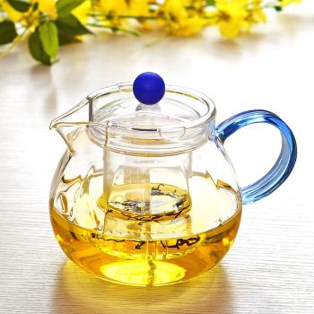 花草玻璃條紋壺600ML咖啡館茶具