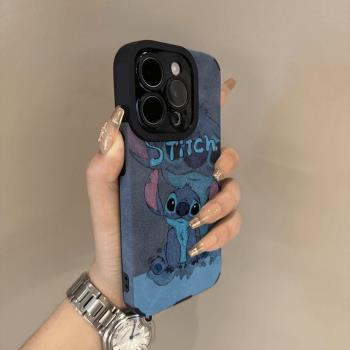 重影史迪仔蘋果16手機殼iphone適用15promax保護套14pro全包13防摔12男女11矽膠x軟8新款7翻毛羊皮xr小眾高階