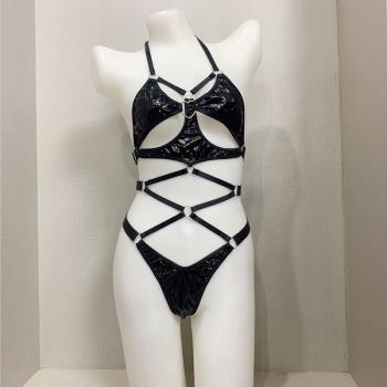 性感內衣女無鋼圈PU外貿歐美風連體文胸套裝2547