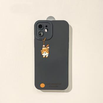 適用蘋果13手機殼14promax直邊12天使眼iphone11簡約7/8plus液態矽膠se情侶XS防摔xr全包max潮plus小貓保護套