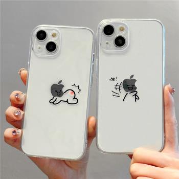 適用蘋果15手機殼iPhone13promax可愛火柴人14情侶款11透明矽膠12防摔軟殼14pro超薄新款13pro趣味小眾女款16