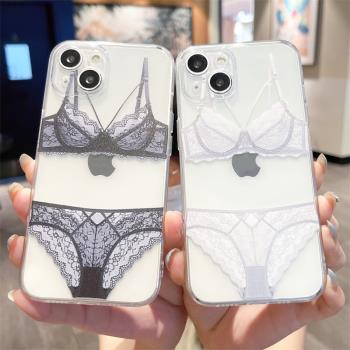 必啟 ins創意搞怪內衣女適用iPhone14手機殼蘋果13ProMax軟殼12mini矽膠15透明16全包8plus趣味7防摔直邊保護