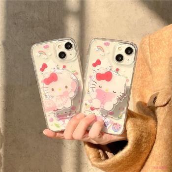 適用iphone16promax蘋果15手機殼MagSafe磁吸支架13透明12少女心KT貓14pro可愛卡通11無線充電保護套女