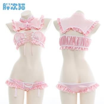 【清倉】開胸綁帶荷葉邊內衣 軟妹旗袍睡衣女僕套裝性感家居服