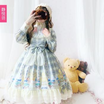 原創設計 幻想學院Lolita洋裝宮廷風復古荷葉邊op長袖軟妹連衣裙