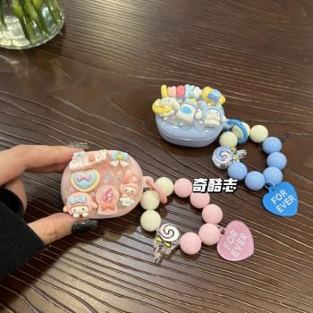 ins可愛珠串適用聯想LP23防摔防刮矽膠軟殼LP5卡通彩色無線耳機套LP80萌系奶油膠diy藍芽充電倉保護套少女心