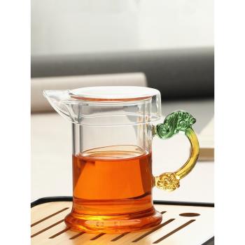 玻璃茶壺個人小壺紅茶泡茶器加厚耐熱功夫茶具小號帶濾網可加熱壺