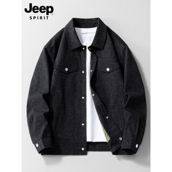 JEEP SPIRIT吉普外套男裝春秋高階感夾克男士休閑翻領上衣服男款