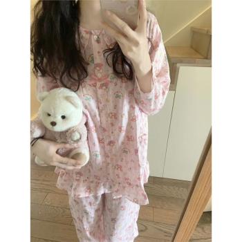 日系睡衣女春秋季長袖網紅ins風可愛卡通美樂蒂2025年新款家居服