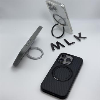平整360旋轉支架適用蘋果16promax磁吸無線充電iPhone15Pro手機殼14pm透明磨砂ip13防摔por折疊apple保護套16