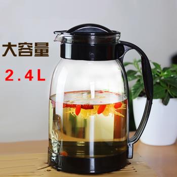 冷水壺黑色家用無鉛加厚玻璃茶壺果汁壺涼水壺花茶壺杯子茶具套裝