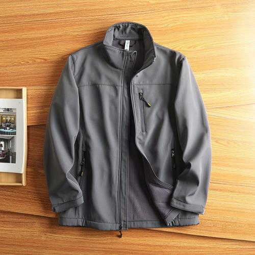 美式戶外加絨軟殼沖鋒衣男寬松秋冬保暖夾克防風防水立領抓絨外套