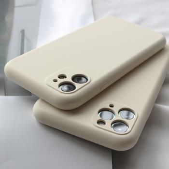 16復古14奶白13/15手機殼適用蘋果12Mini薄全包iPhone11proMax耐臟XR/s防摔液態直邊矽膠