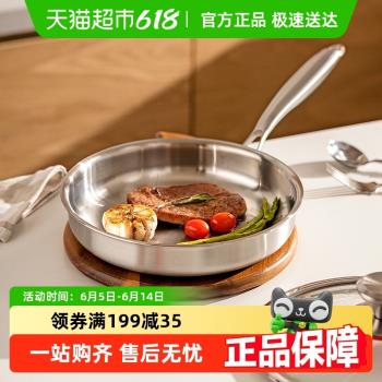 摩登主婦304不銹鋼平底鍋無塗層家用煎蛋煎牛排不粘鍋電磁爐煎鍋