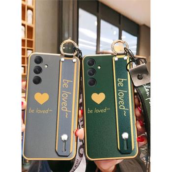 適用三星A55手機殼Galaxy A55防摔SM一A5560腕帶5G版保護套a555g防摔samsung愛心矽膠軟殼個性男女情侶款掛繩