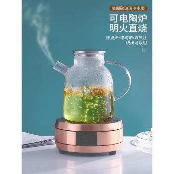 水果耐高溫帶過濾套裝玻璃茶壺