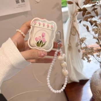 韓風鬱金香手鏈適用airpods保護套2矽膠airpods pro殼卡通蘋果二代藍芽無線耳機3盒個性ipods軟airpod可愛pro