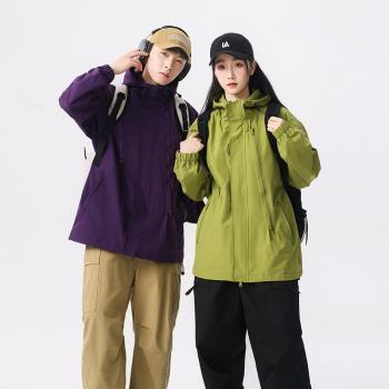 機能山系沖鋒衣男士戶外運動防風防水工裝夾克潮流女情侶同款外套