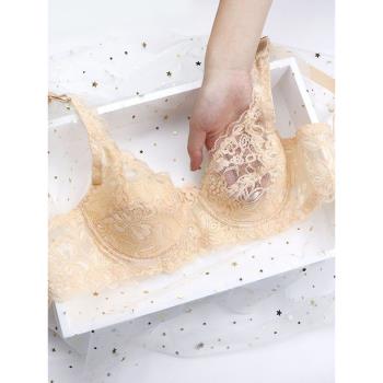 無鋼圈夏季超薄胸罩薄款蕾絲透氣文胸女士性感內衣大碼乳罩防凸點