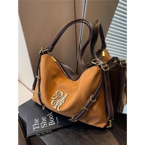 磨砂復古大容量包包女2025新款秋冬季雙肩后背包麂皮絨單肩托特包