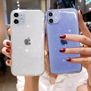 適用蘋果11手機殼12新款13透明14閃粉iPhone15promax全包14plus男女pro超薄iPhone11矽膠套pro防摔max高階感