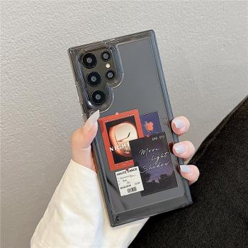 創意文藝個性插畫適用於三星S22Ultra手機殼S22防摔S20FE新款防摔亞克力S21+透明GalaxyS22+矽膠保護套男女款
